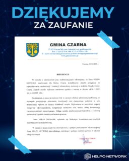 🏆 Bardzo miło nam otrzymać takie słowa od Gminy Czarna. Dziękujemy za zaufanie i dobrą współpracę 🤝

Ten projekt nie wydarzyłby się bez naszego zespołu. To ludzie, którzy:
✅ planują, myślą kilka kroków do przodu i pilnują szczegółów,
✅ potrafią działać sprawnie nawet w czynnym urzędzie,
✅ są odpowiedzialni, elastyczni i po prostu zaangażowani w to, co robią.

Cieszy nas, że nasza codzienna praca, komunikacja i podejście zostały zauważone i docenione.

Dzięki dla całego zespołu to Wasza robota 💪
