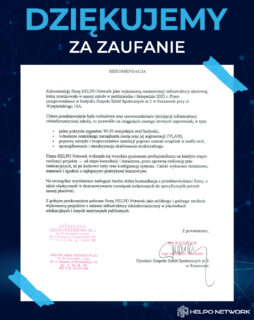 🏆 Kolejna placówka, która nam zaufała

Zespół Szkół Społecznych nr 2 w Rzeszowie powierzył nam modernizację swojej infrastruktury sieciowej. Projekt zrealizowaliśmy kompleksowo – od okablowania, przez montaż szafy RACK, aż po konfigurację urządzeń. Reakcja placówki? Pełne zadowolenie i słowa uznania za jakość naszej pracy. 🙌

Co wykonaliśmy w ramach projektu? 📋
📏 Ponad 1700 m okablowania strukturalnego kat. 6
📏 Montaż 26 gniazd RJ-45 oraz koryt kablowych
🗄️ Montaż i uruchomienie szafy RACK z patchpanelami, listwą zasilającą i switchem TP-Link TL-SG3452
🔧 Konfiguracja urządzeń aktywnych i testy całej infrastruktury
📑 Opracowanie kompletnej dokumentacji technicznej

💡 Co zostało szczególnie docenione?
✅ sprawna, szybka i jasna komunikacja,
✅ elastyczne podejście i dopasowanie rozwiązań do potrzeb placówki,
✅ terminowe i profesjonalne wykonanie.

Cieszymy się, że kolejna szkoła dołącza do grona naszych zadowolonych partnerów. 🤍💙
Dziękujemy za zaufanie – takie realizacje napędzają nas do działania.

______________
#helponetwork #klient #IT #współpraca #technologia